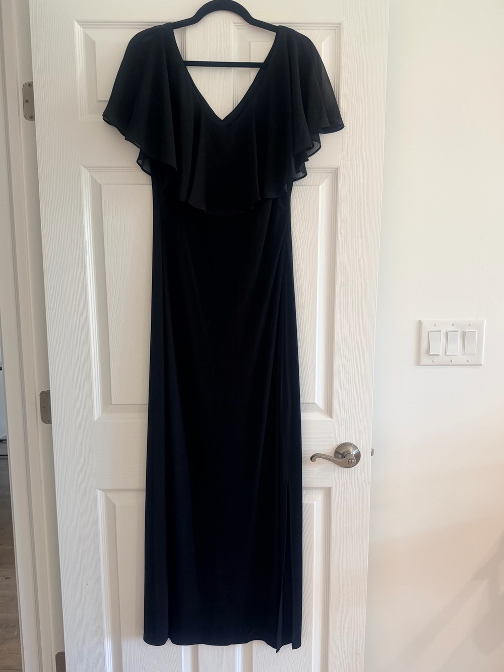 connected apparel Black V-Neck Flutter Maxi Dress
